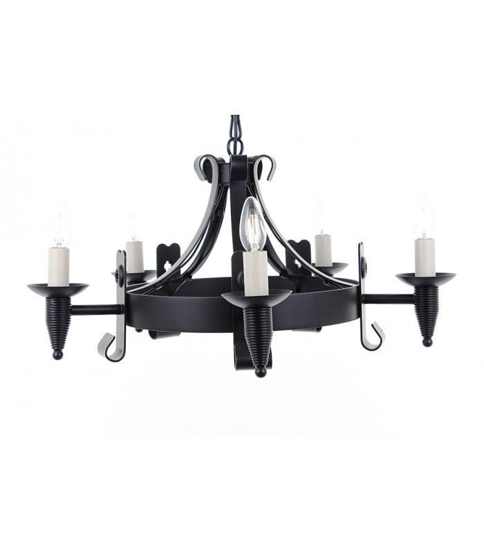 Cromwell Matt Black 5 Arm Chandelier