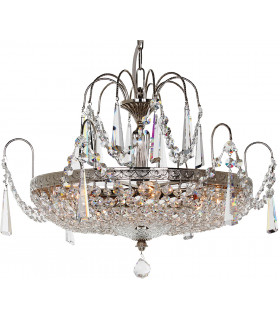 Rostock Lead Crystal Nickel 6 Arm Chandelier