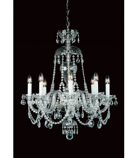 Dolni Crystal Nickel 8 Arm Chandelier