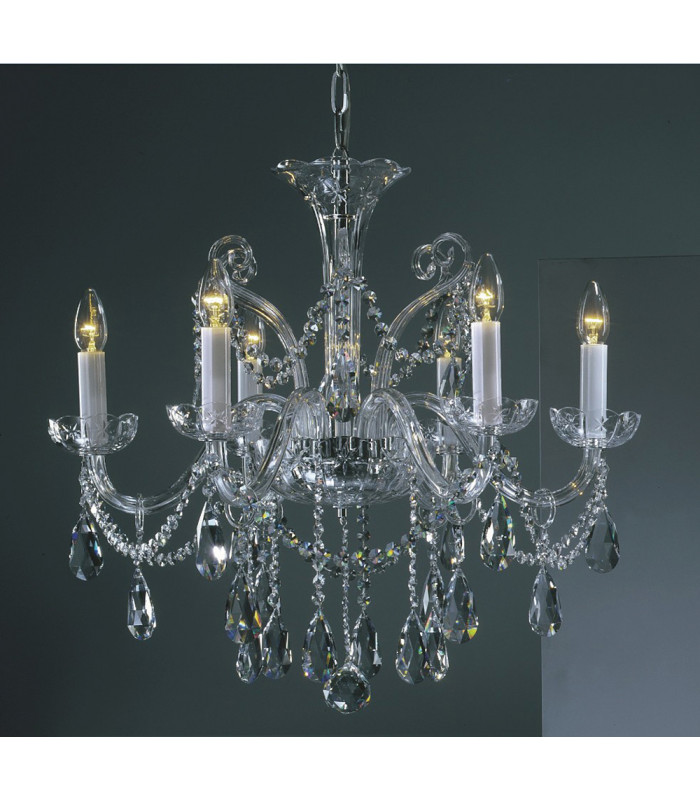 Bila ornate clear glass 6 Arm Chandelier