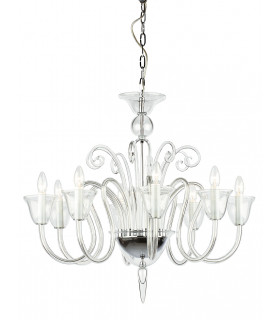 Saskia Curved Clear Glass 8 Arm Chandelier