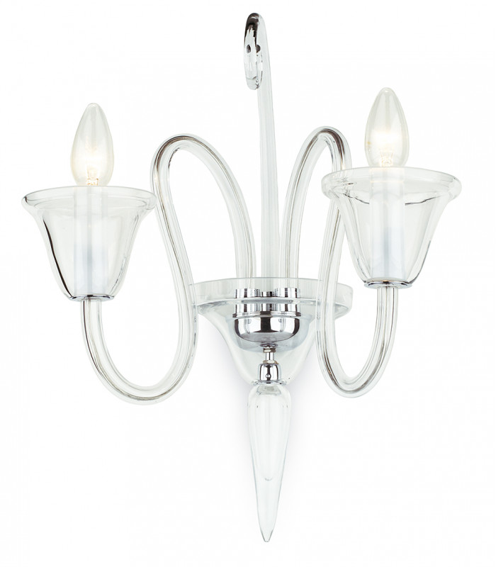 Saskia Curved Chrome Candle Wall Lamp