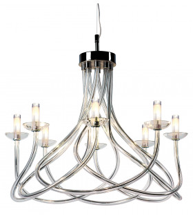 Borosi Glass Chrome 8 Arm Chandelier