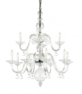 Padova Clear Glass Chrome 12 Arm Chandelier