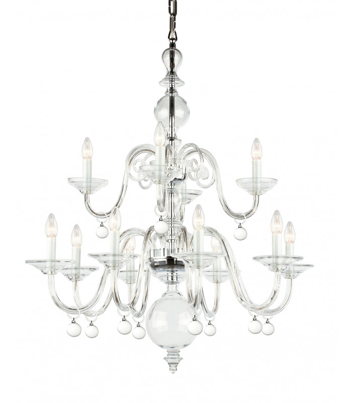 Padova Clear Glass Chrome 12 Arm Chandelier
