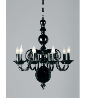 Salas Glass Black 8 Arm Chandelier