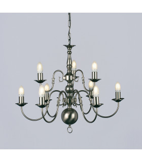 Flemish Pewter 9 Arm Chandelier