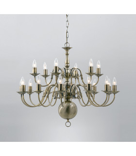 Flemish Antique Brass 18 Arm Chandelier