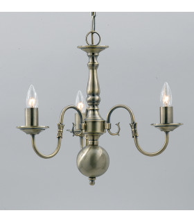 Flemish Antique Brass 3 Arm Chandelier