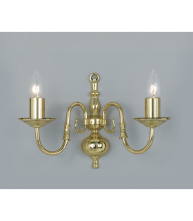 Flemish Polished Brass Candle Wall Lamp