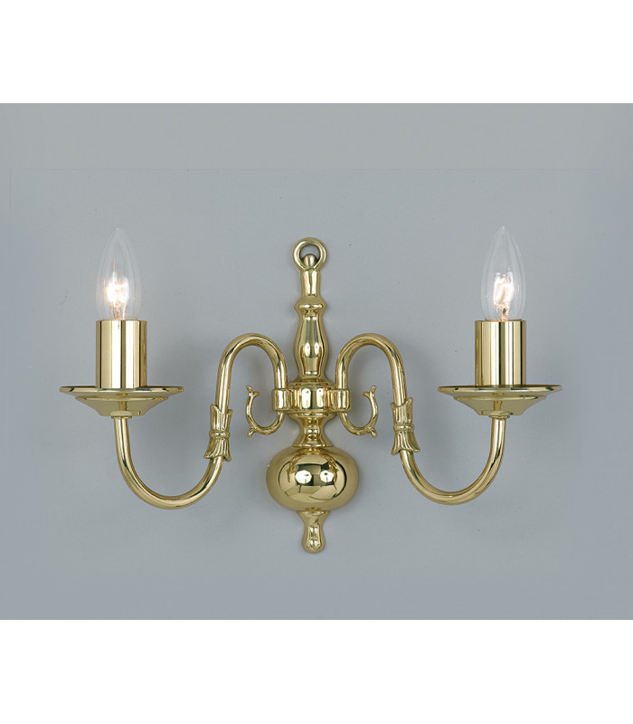 Flemish Polished Brass Candle Wall Lamp