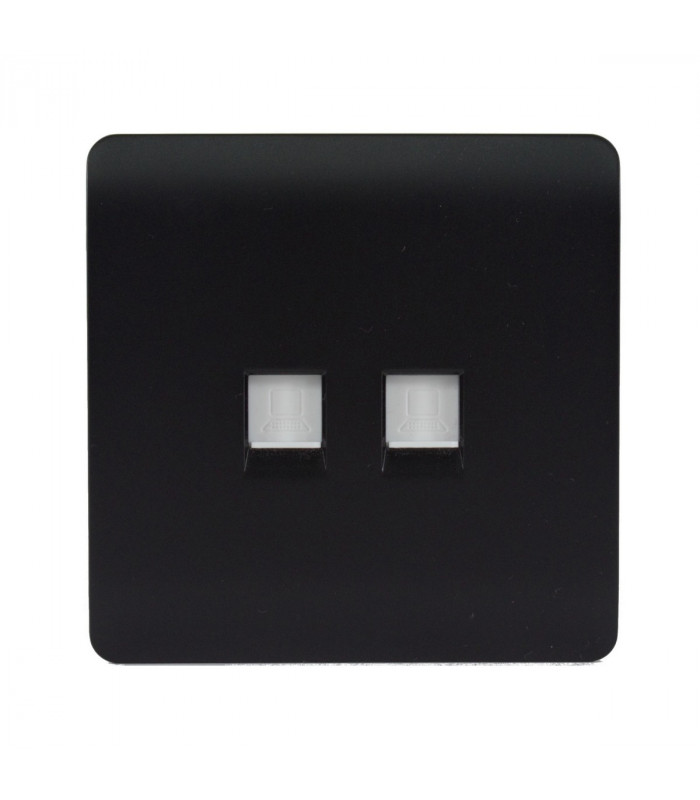 Artistic Modern Twin PC Ethernet Cat 5&6 Data Outlet Matt Black Finish-1