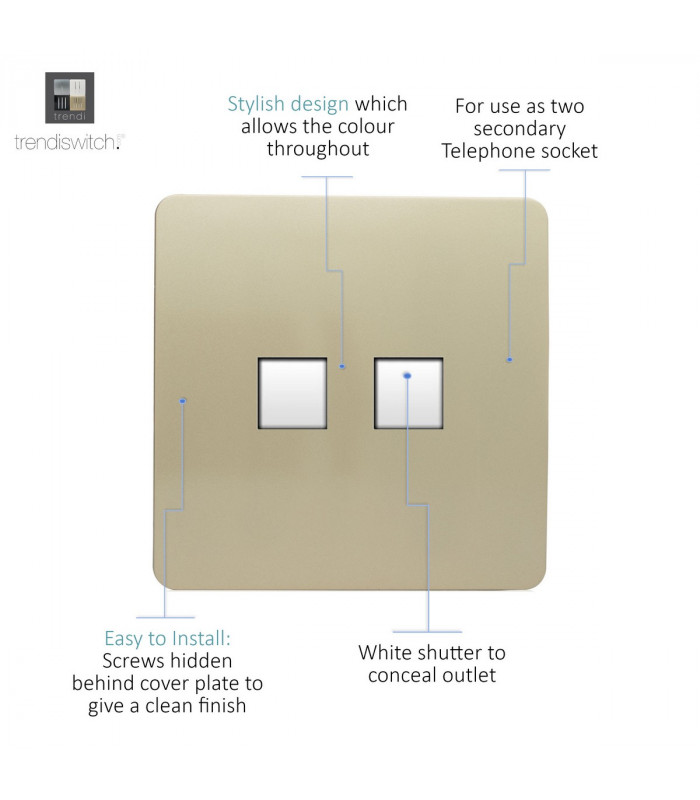 Artistic Modern Twin RJ11 Telephone Champagne Gold Finish-3