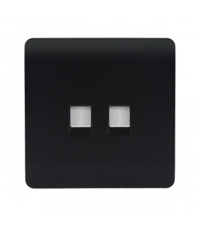 Artistic Modern Twin RJ11 Telephone Matt Black Finish-1