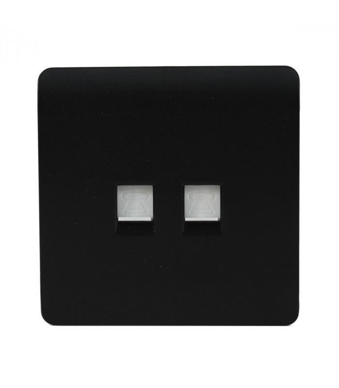 Artistic Modern Twin RJ11 Telephone Matt Black Finish-4