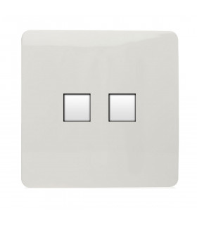 Artistic Modern Twin RJ11 Telephone Gloss White Finish-1