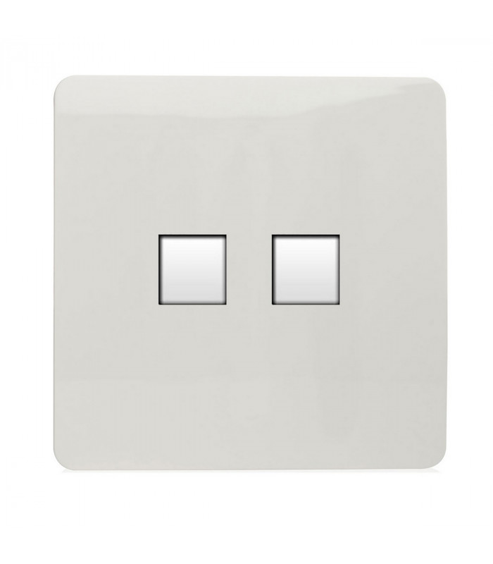 Artistic Modern Twin RJ11 Telephone Gloss White Finish-1