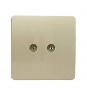 Artistic Modern Twin TV Co-Axial Outlet Champagne Gold Finish-1