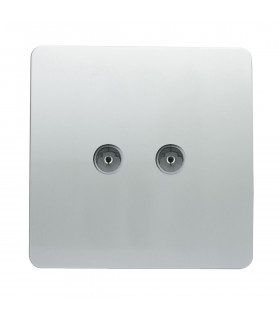 Artistic Modern Twin TV Co-Axial Outlet Silver Finish-1
