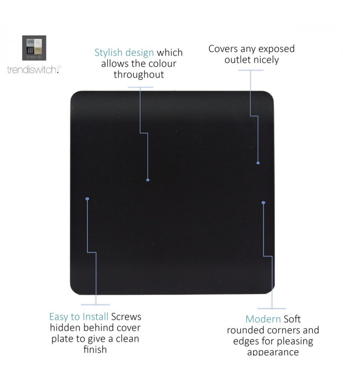 Artistic Modern 1 Gang Blanking Plate Matt Black Finish-3