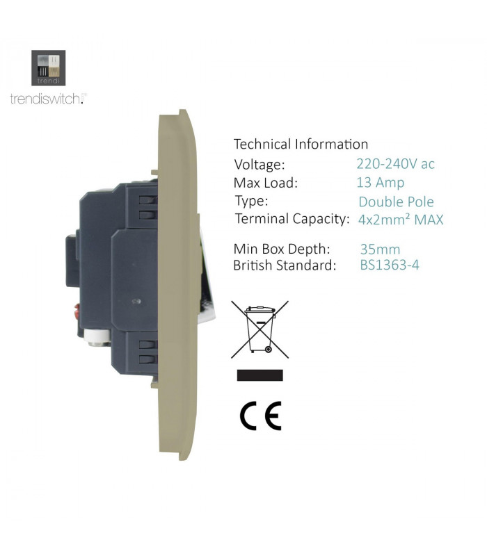 Artistic Modern Switch Fused Spur 13A With Flex Outlet Champagne Gold Finish-4