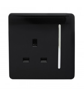 Artistic Modern 1 Gang 13Amp Switched Socket Gloss Black Finish-1