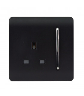 Artistic Modern 1 Gang 13Amp Switched Socket Matt Black Finish-1