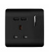 Artistic Modern 1 Gang 13Amp Switched Socket WIth 2 x USB Ports Gloss Black Finish-1