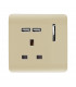 Artistic Modern 1 Gang 13Amp Switched Socket WIth 2 x USB Ports Champagne Gold Finish-1