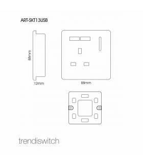 Artistic Modern 1 Gang 13Amp Switched Socket WIth 2 x USB Ports Champagne Gold Finish-2