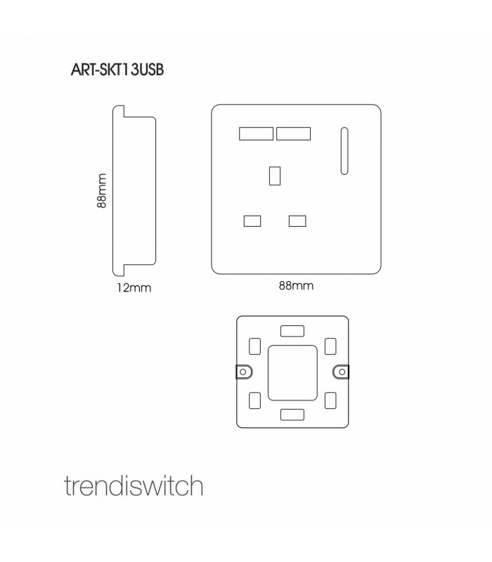 Artistic Modern 1 Gang 13Amp Switched Socket WIth 2 x USB Ports Champagne Gold Finish-2