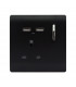Artistic Modern 1 Gang 13Amp Switched Socket WIth 2 x USB Ports Matt Black Finish-1