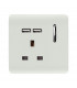 Artistic Modern 1 Gang 13Amp Switched Socket WIth 2 x USB Ports Gloss White Finish-1