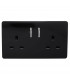 Artistic Modern 2 Gang 13Amp Short Switched Double  Socket Gloss Black Finish-1