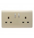 Artistic Modern 2 Gang 13Amp Short Switched Double  Socket Champagne Gold Finish-1