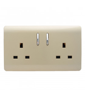 Artistic Modern 2 Gang 13Amp Short Switched Double  Socket Champagne Gold Finish-1