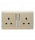 Artistic Modern 2 Gang 13Amp Long Switched Double Socket Champagne Gold Finish-1