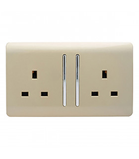 Artistic Modern 2 Gang 13Amp Long Switched Double Socket Champagne Gold Finish-1