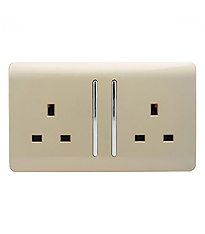 Artistic Modern 2 Gang 13Amp Long Switched Double Socket Champagne Gold Finish-1