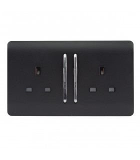 Artistic Modern 2 Gang 13Amp Long Switched Double Socket Matt Black Finish-1