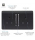 Artistic Modern 2 Gang 13Amp Long Switched Double Socket Matt Black Finish-3