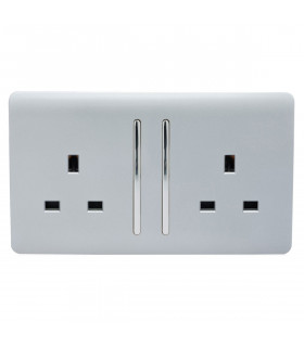 Artistic Modern 2 Gang 13Amp Long Switched Double Socket Silver Finish-1