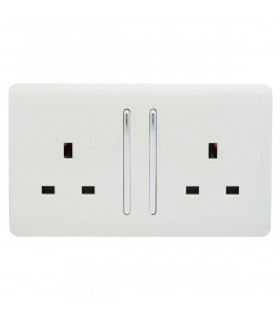 Artistic Modern 2 Gang 13Amp Long Switched Double Socket Gloss White Finish-1
