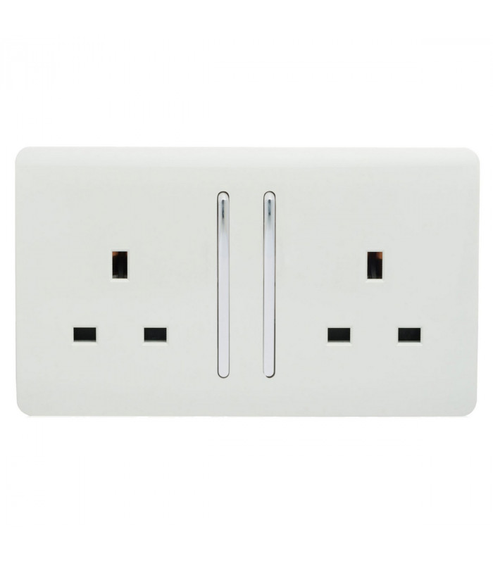 Artistic Modern 2 Gang 13Amp Long Switched Double Socket Gloss White Finish-1