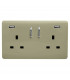 Artistic Modern 2 Gang 13A Short S/W Double Socket With 2x2.1Mah USB Champagne Gold Finish-1