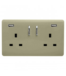 Artistic Modern 2 Gang 13A Short S/W Double Socket With 2x2.1Mah USB Champagne Gold Finish-1