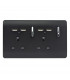 Artistic Modern 2 Gang 13Amp Switched Double Socket With 4X 2.1Mah USB Matt Black Finish-1