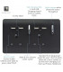 Artistic Modern 2 Gang 13Amp Switched Double Socket With 4X 2.1Mah USB Matt Black Finish-3
