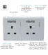 Artistic Modern 2 Gang 13Amp Switched Double Socket With 4X 2.1Mah USB Silver Finish-3