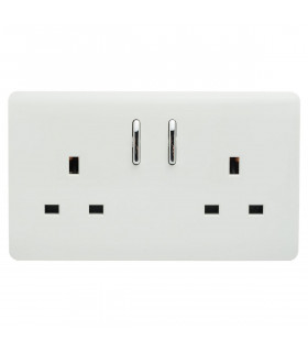 Artistic Modern 2 Gang 13Amp Short Switched Double  Socket Gloss White Finish-1